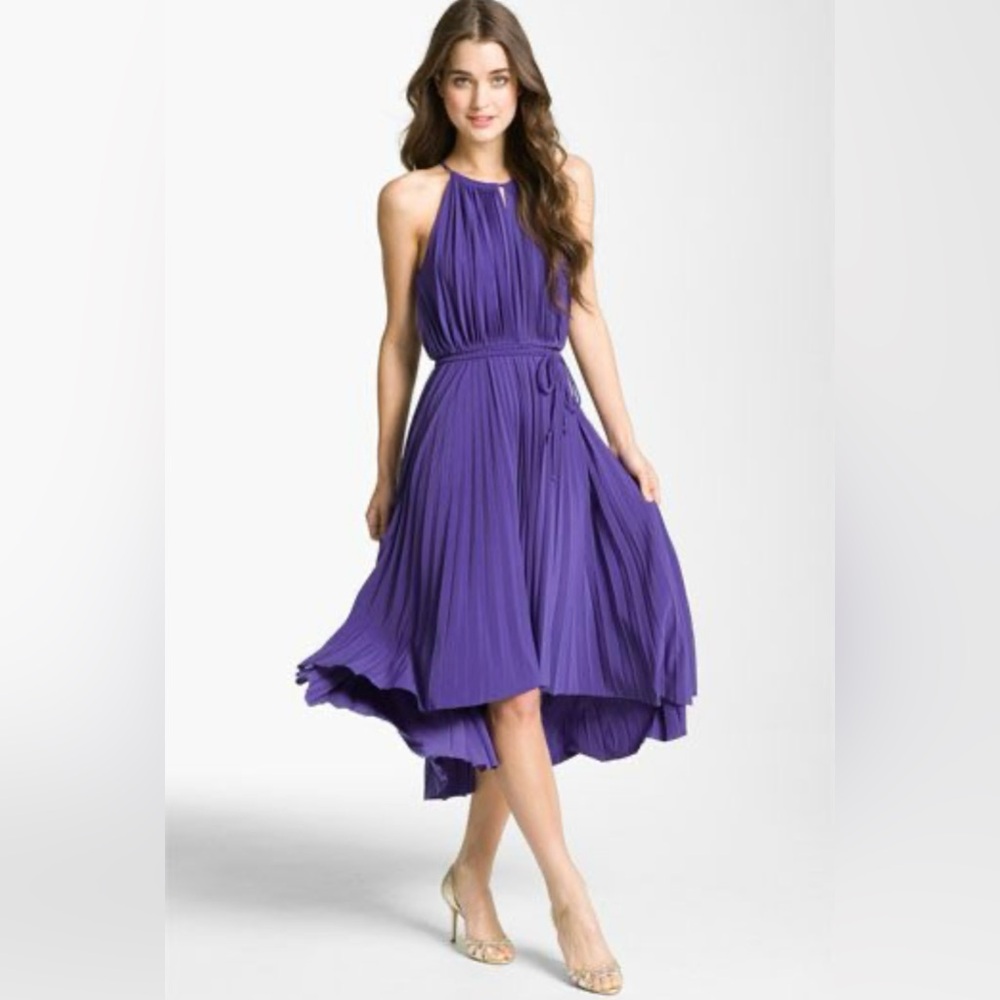 Maggy london pleated purple dress